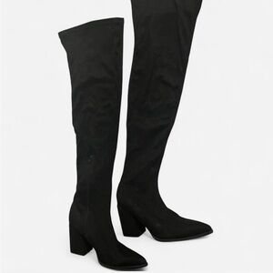 Over knee black suede boots